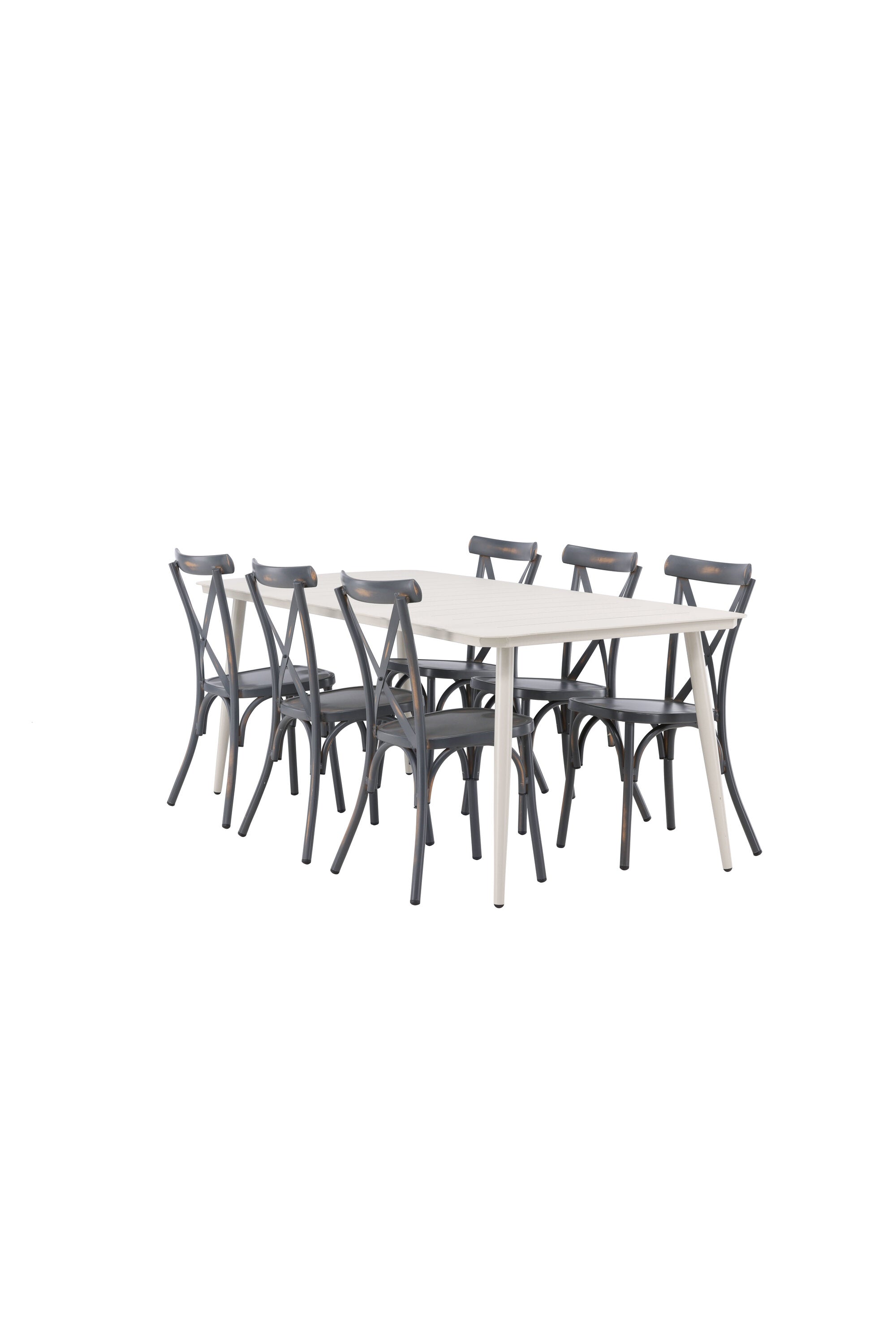 Lina Outdoor-Tischset + Peking 200cm/6St. in Dunkelgrau präsentiert im Onlineshop von KAQTU Design AG. Gartentischset ist von Venture Home