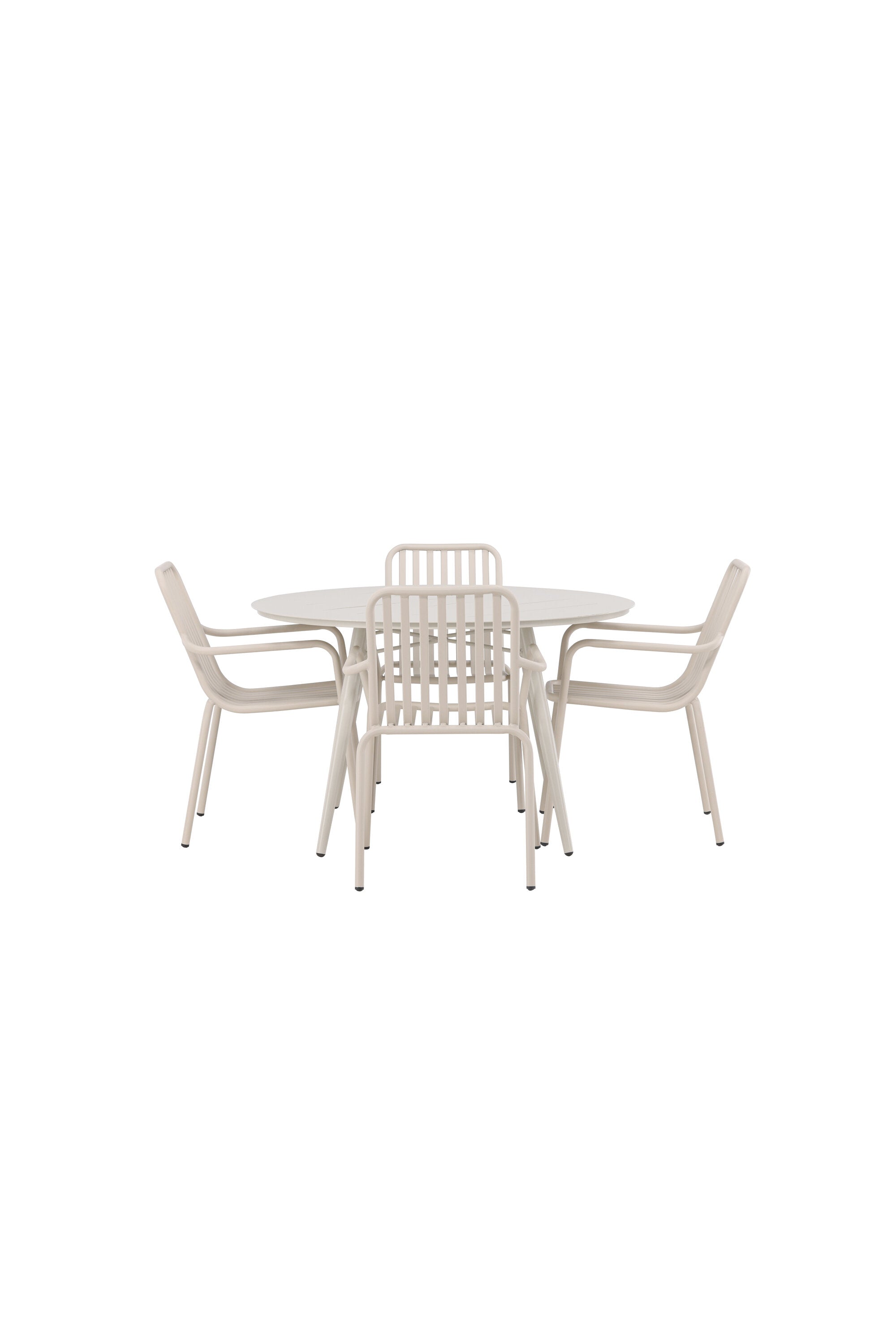 Lina Outdoor-Tischset + Peking ⌀120cm/4St. in Beige präsentiert im Onlineshop von KAQTU Design AG. Gartentischset ist von Venture Home