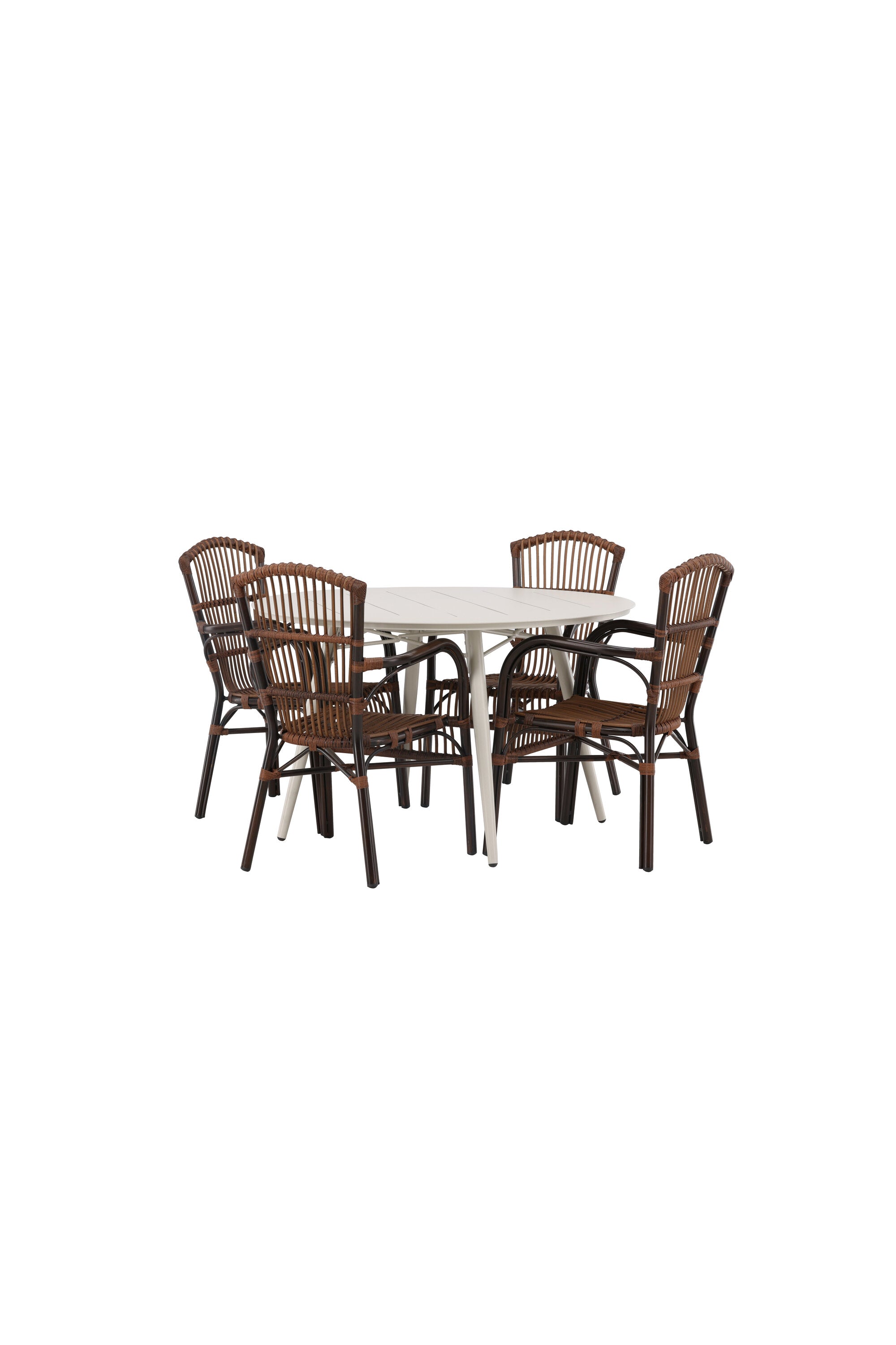 Lina Outdoor-Tischset + Galera ⌀120cm/4St. in Braun präsentiert im Onlineshop von KAQTU Design AG. Gartentischset ist von Venture Home