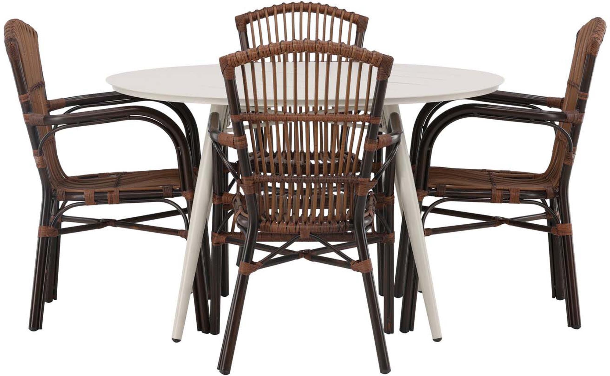 Stilvolles Lina Set: Outdoor-Tisch Ø120cm + 4 Galera Stühle.