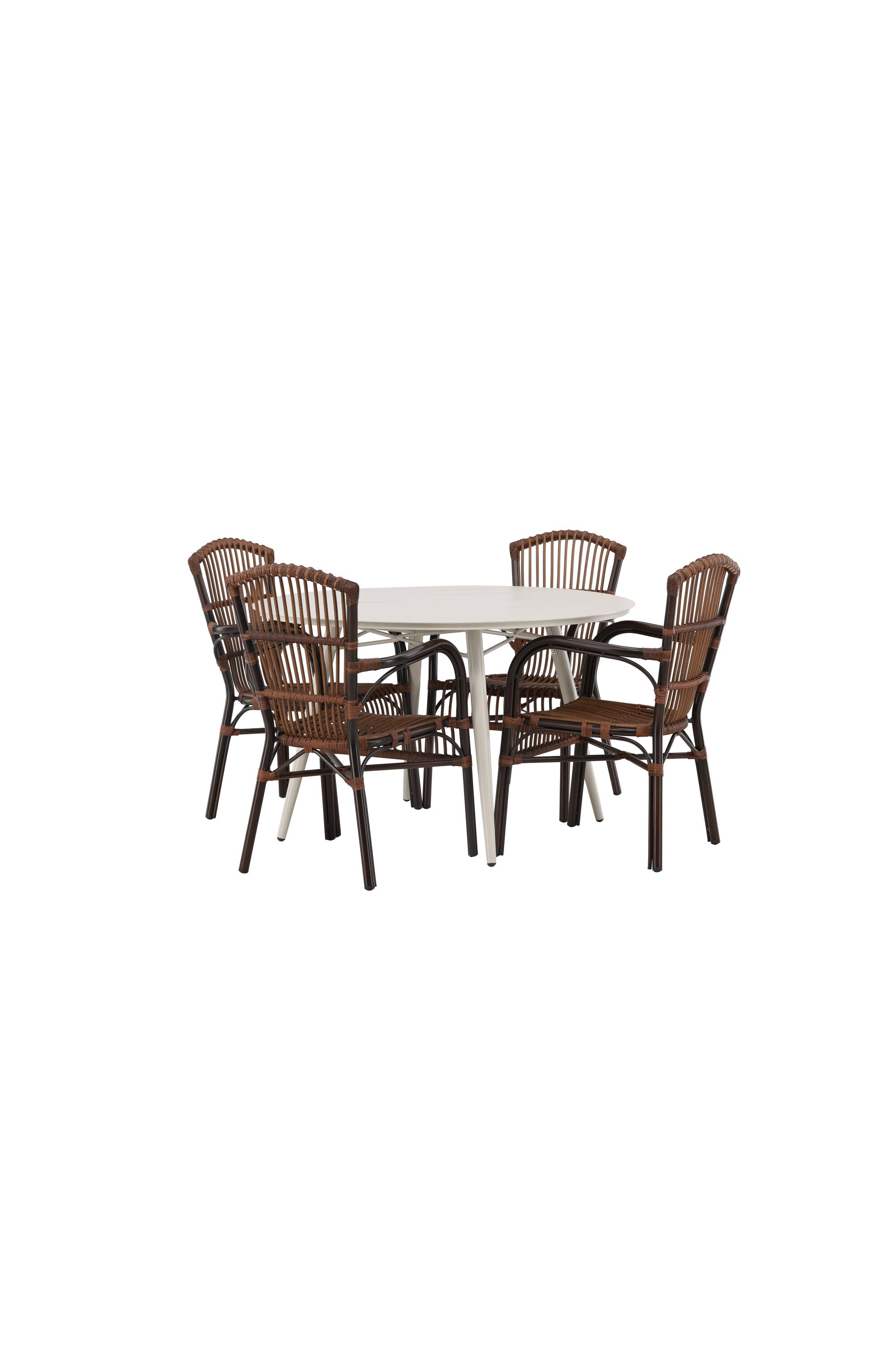 Lina Outdoor-Tischset + Galera ⌀120cm/4St. in Braun präsentiert im Onlineshop von KAQTU Design AG. Gartentischset ist von Venture Home