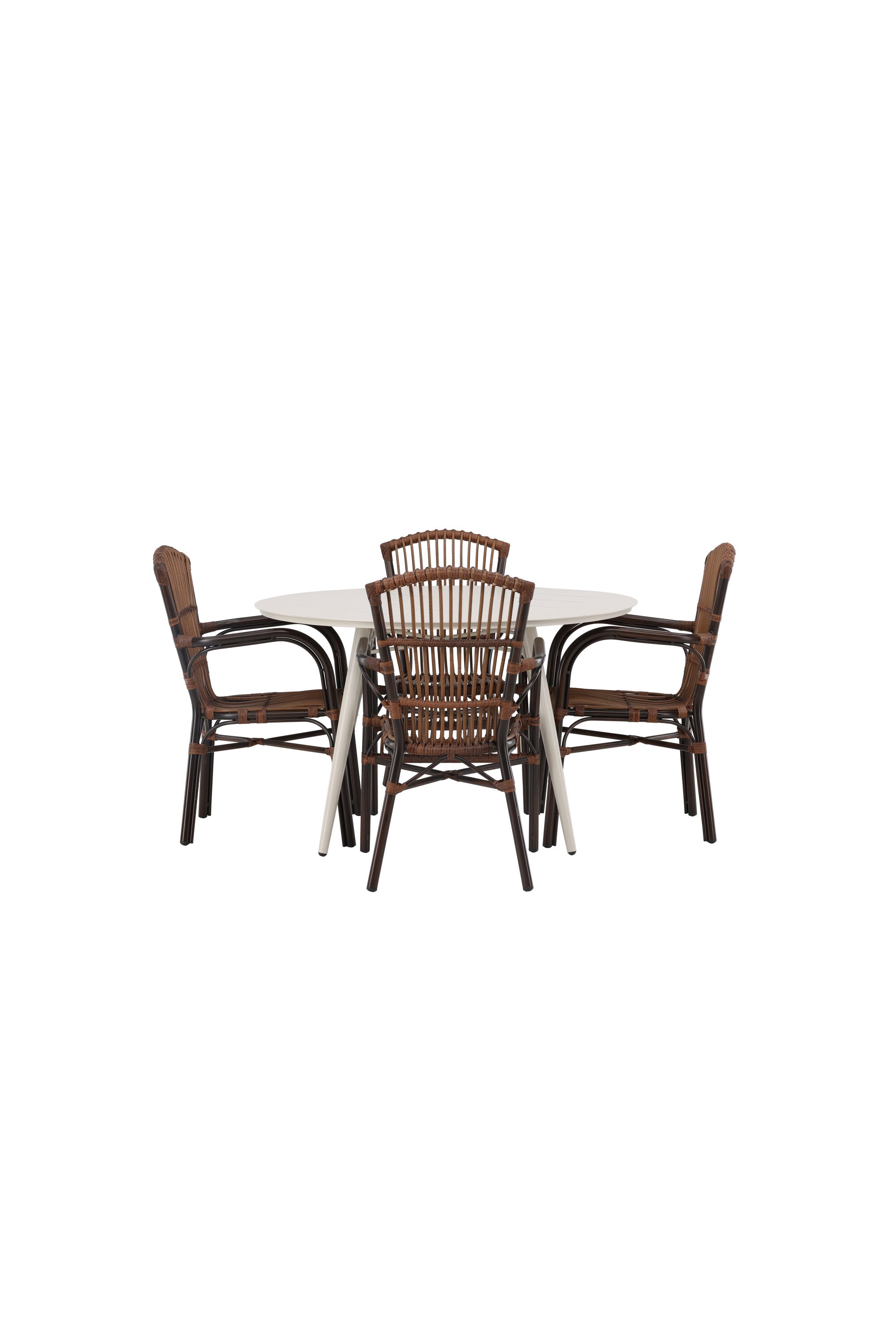 Lina Outdoor-Tischset + Galera ⌀120cm/4St. in Braun präsentiert im Onlineshop von KAQTU Design AG. Gartentischset ist von Venture Home