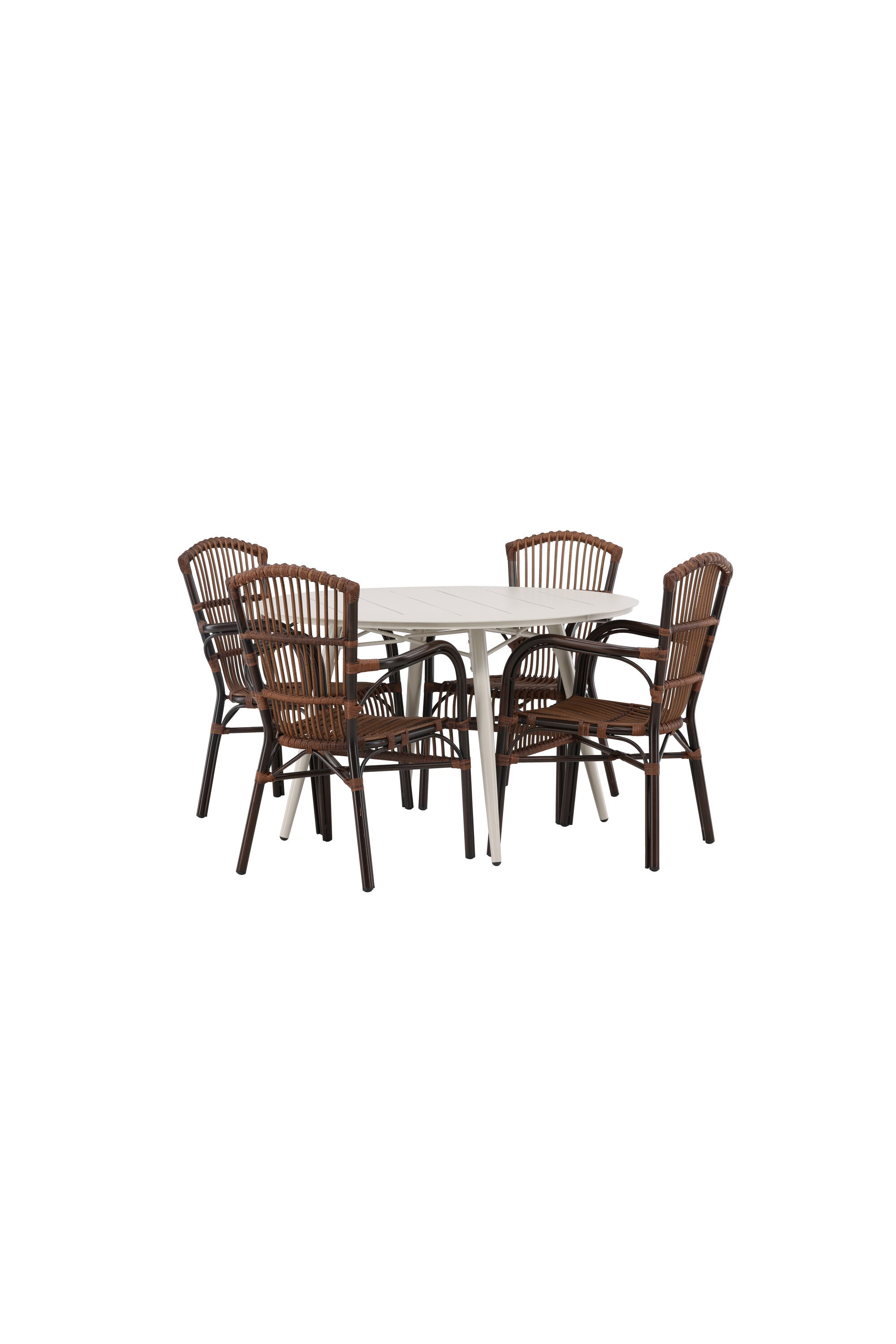 Lina Outdoor-Tischset + Galera ⌀120cm/4St. in Braun präsentiert im Onlineshop von KAQTU Design AG. Gartentischset ist von Venture Home