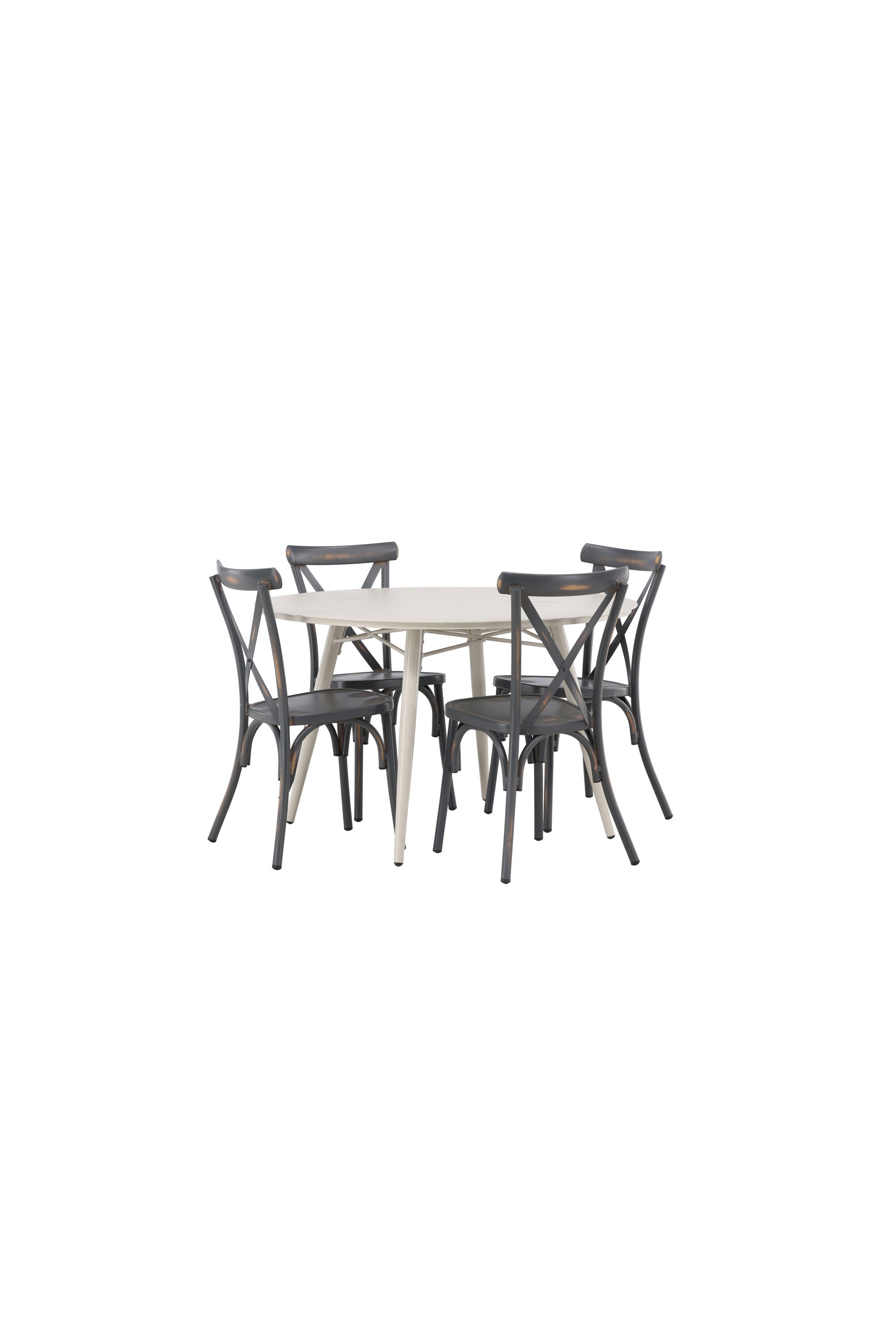 Lina Outdoor-Tischset + Peking ⌀120cm/4St. in Dunkelgrau präsentiert im Onlineshop von KAQTU Design AG. Gartentischset ist von Venture Home