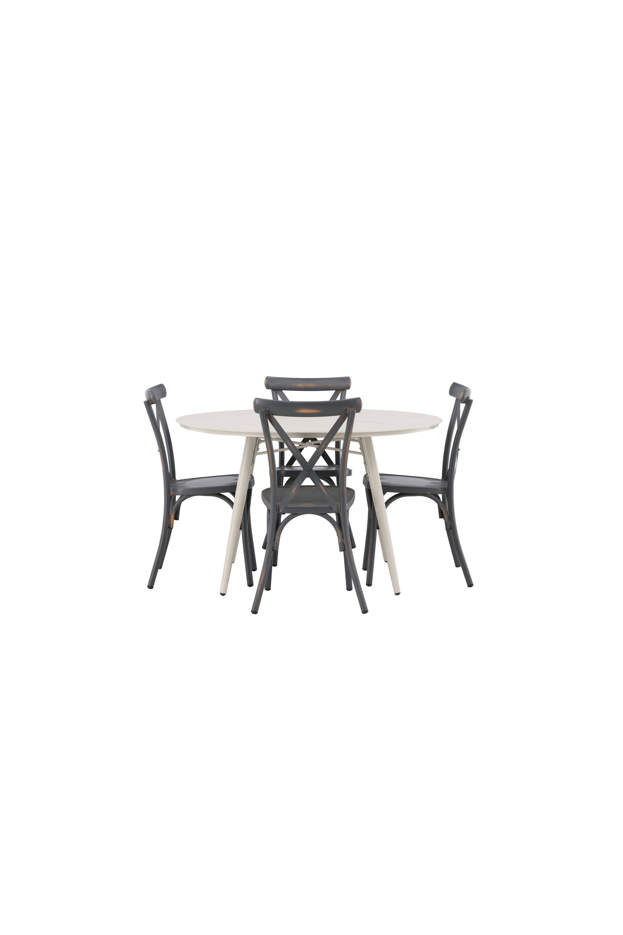 Lina Outdoor-Tischset + Peking ⌀120cm/4St. in Dunkelgrau präsentiert im Onlineshop von KAQTU Design AG. Gartentischset ist von Venture Home