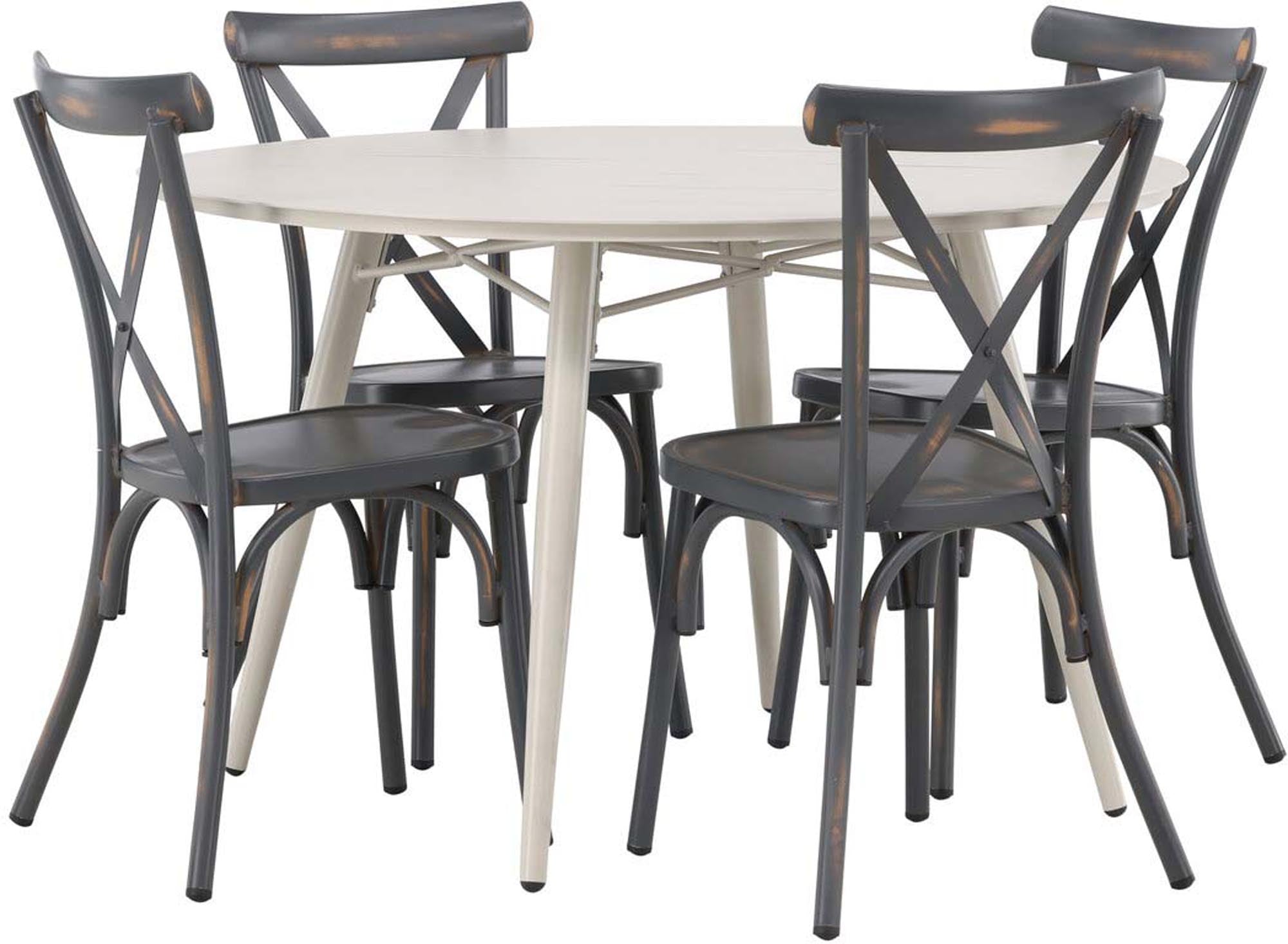 Stilvolles Lina Outdoor-Tischset: Runder 120 cm Tisch mit 4 modernen Stühlen für gesellige Momente im Freien. Wetterfest & langlebig!