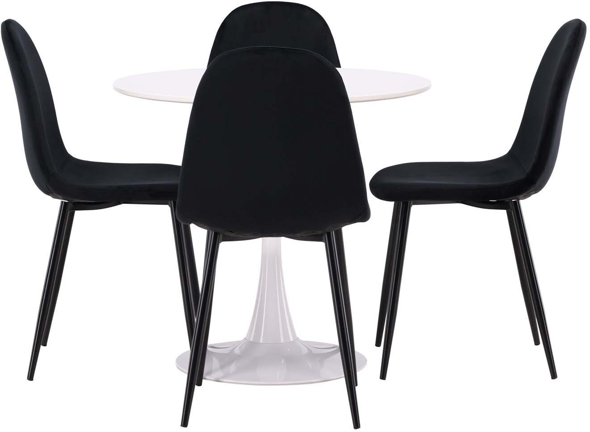 Modernes Hamden Esszimmerset mit Polar Tisch, 80cm, 4 Stühle.