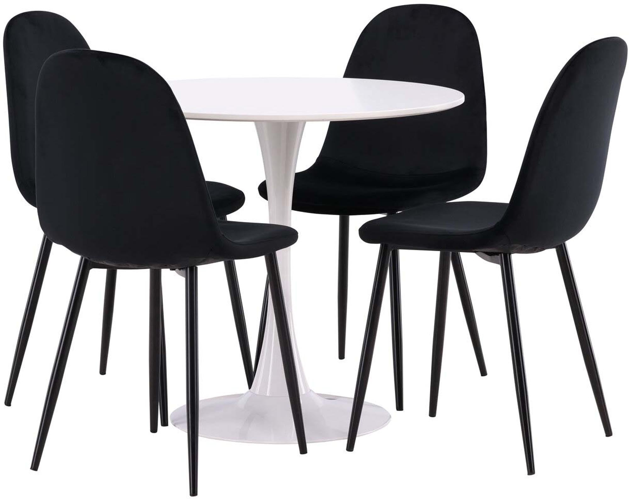 Elegantes Hamden Esszimmerset mit rundem Polar Tisch, 80cm, 4 Stühle.