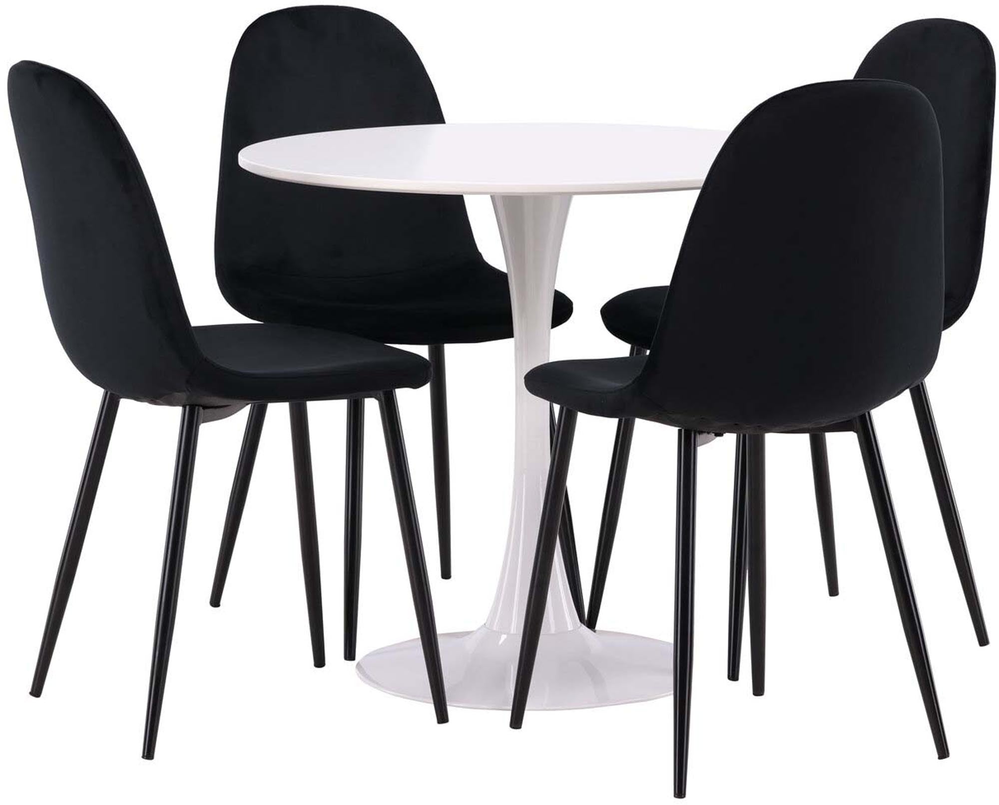 Modernes Hamden Esszimmerset mit Polar Tisch, 80cm, 4 Stühle.