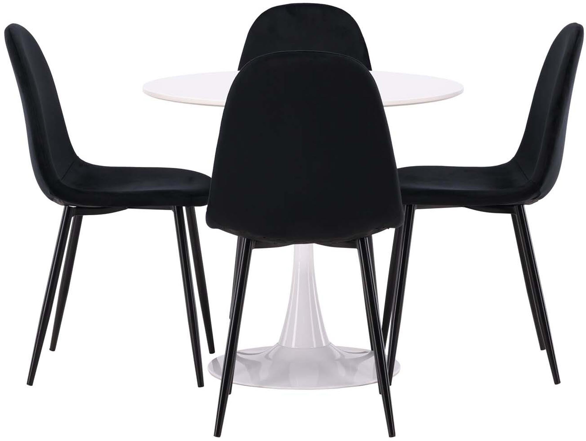 Stilvolles Hamden Esszimmerset mit runden 80 cm Tisch und 4 eleganten Polar Stühlen. Perfekt für gesellige Abende und modernes Wohnen.