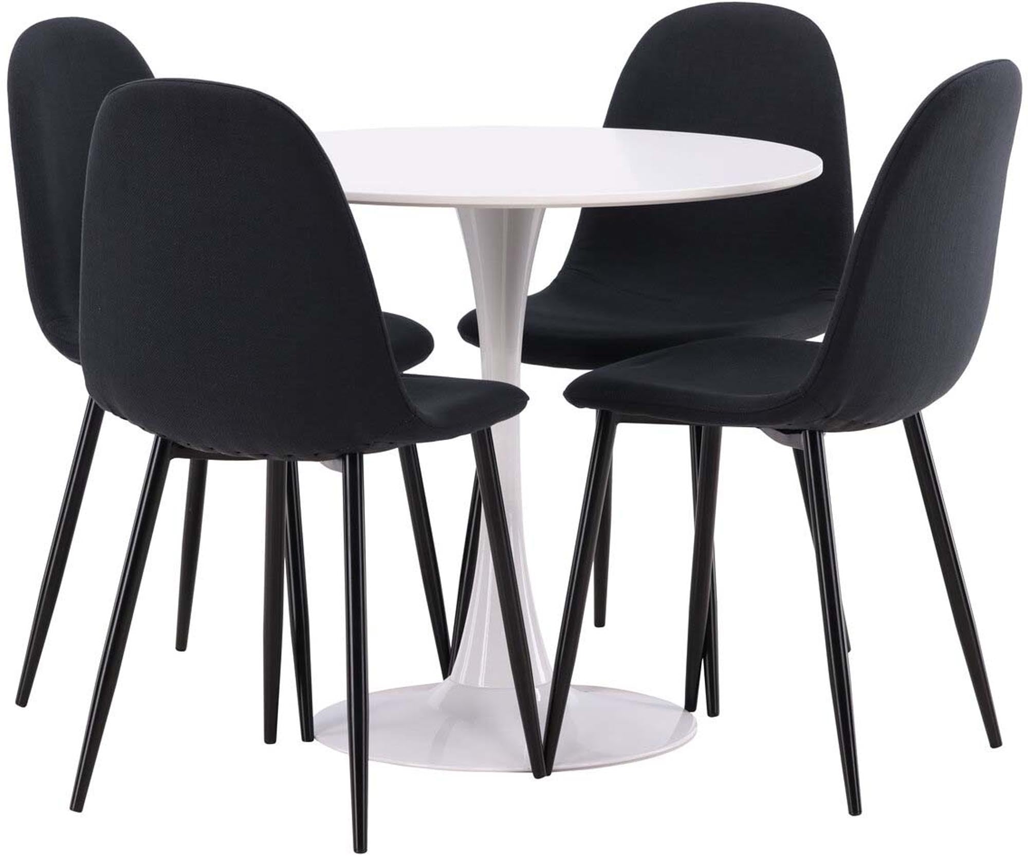 Elegantes Hamden Esszimmerset mit rundem Polar Tisch, 80cm, 4 Stühle.