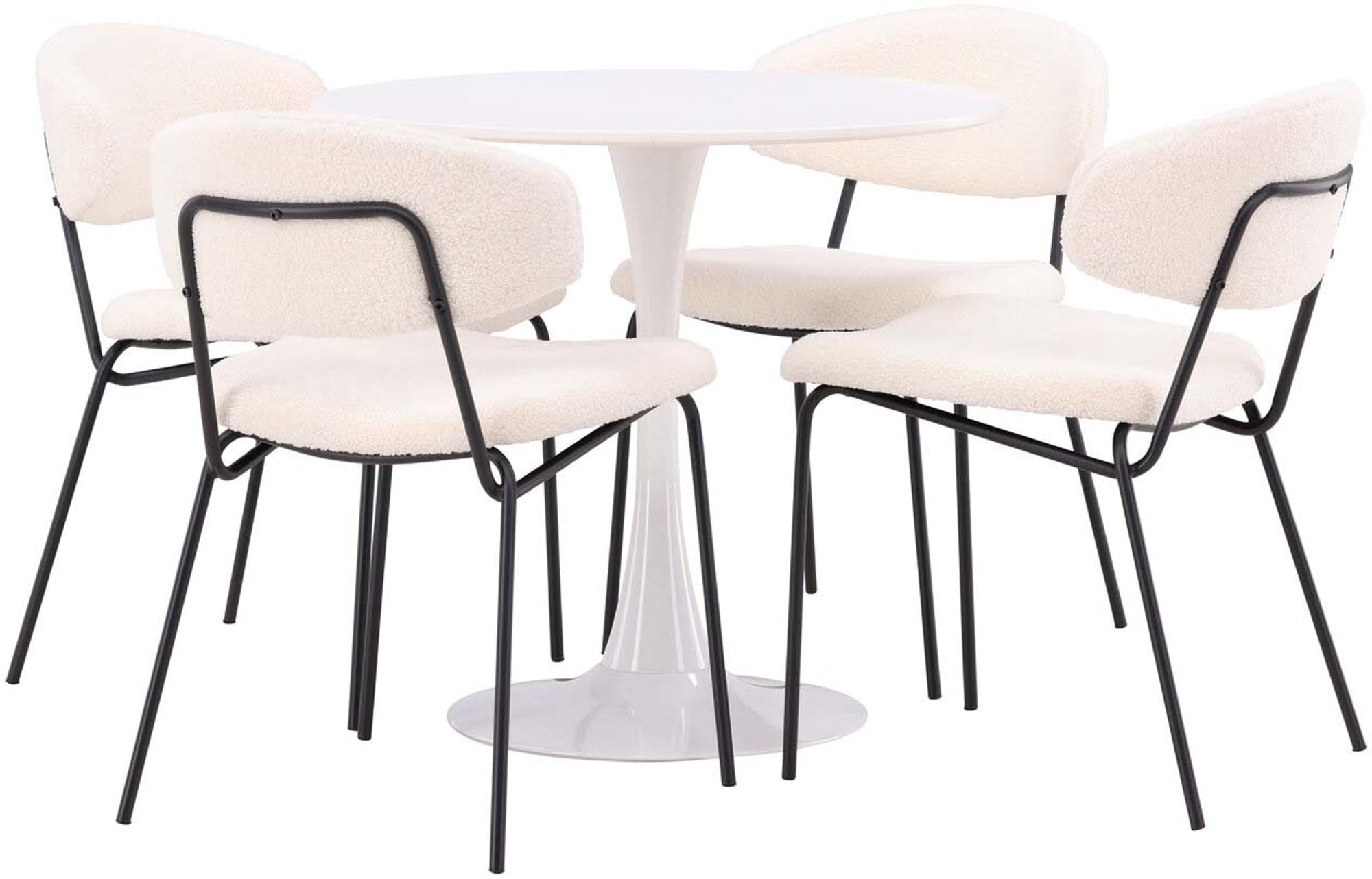 Stilvolles Hamden Set: Runder Tisch & 4 Stühle für Ihr Esszimmer.