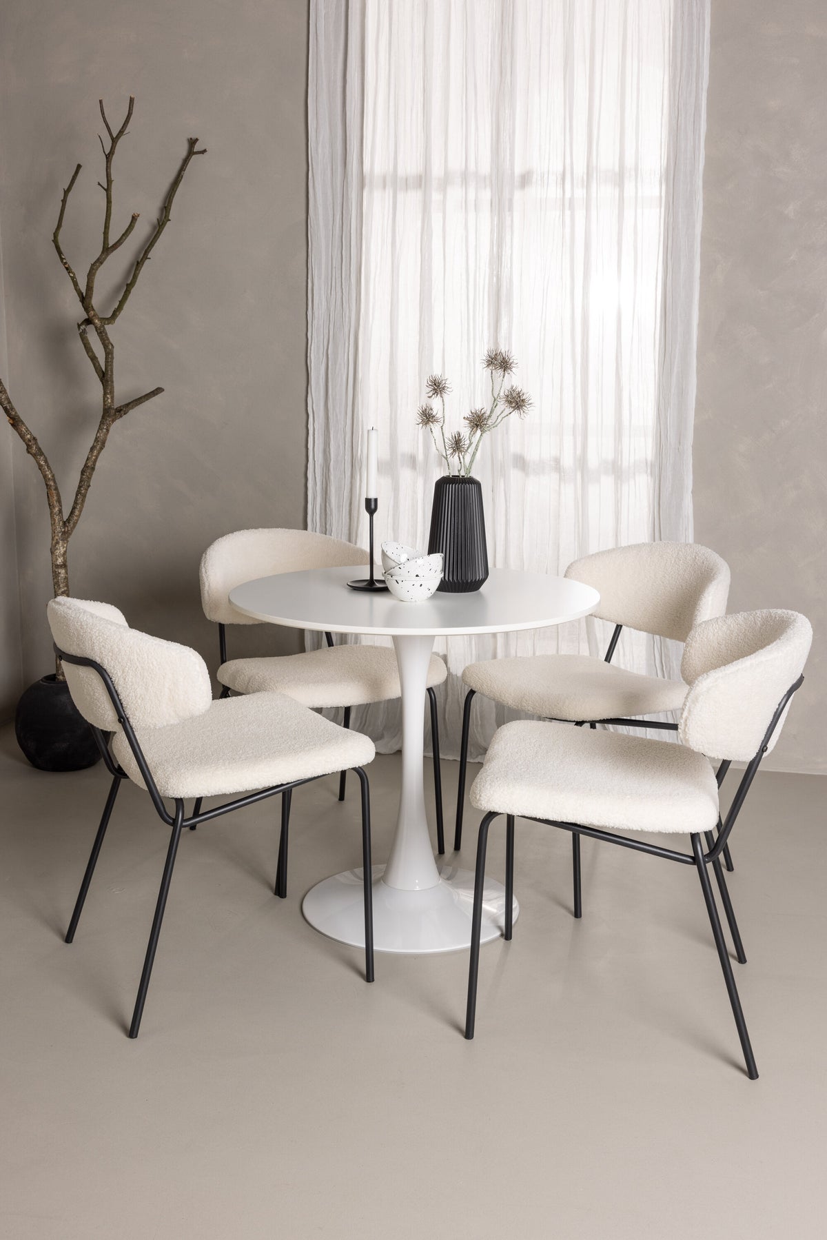 Hamden Esszimmerset + Chico ⌀80cm/4St. in Weiss präsentiert im Onlineshop von KAQTU Design AG. Esszimmerset ist von Venture Home