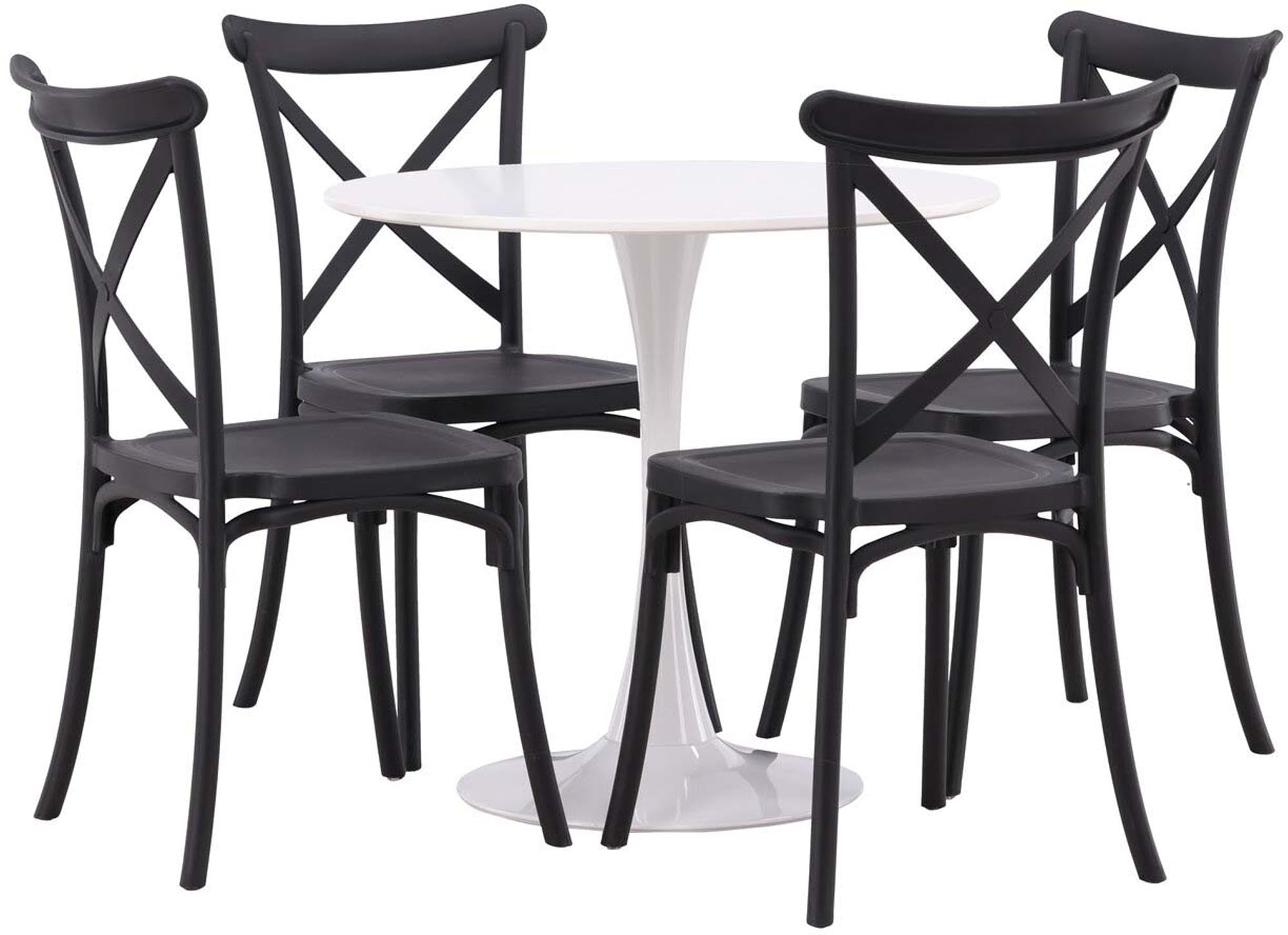 Elegantes Hamden Esszimmerset mit Crosett Tisch, 80cm, 4 Stühle.