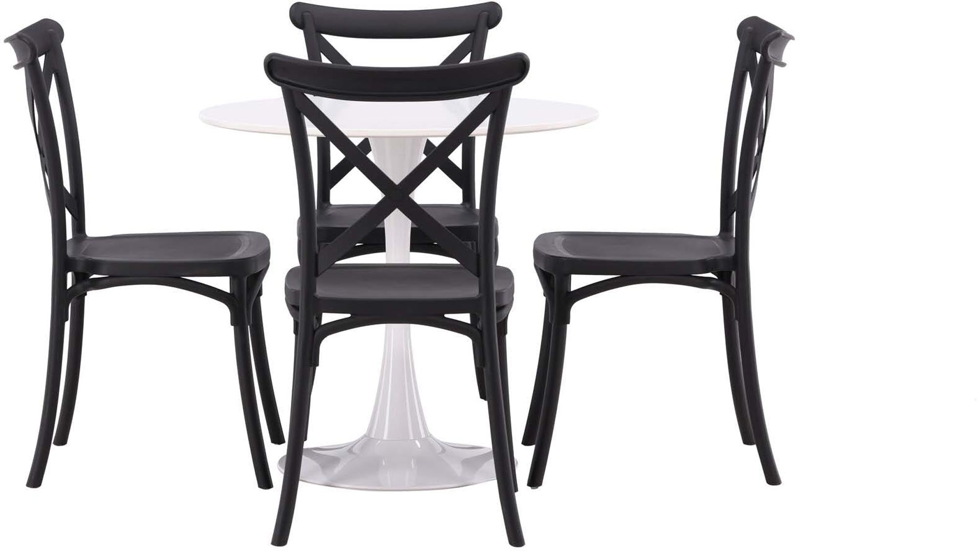 Modernes Hamden Esszimmerset mit 80 cm Tisch und 4 Crosett-Stühlen. Ideal für stilvolle Essbereiche und gesellige Runden.