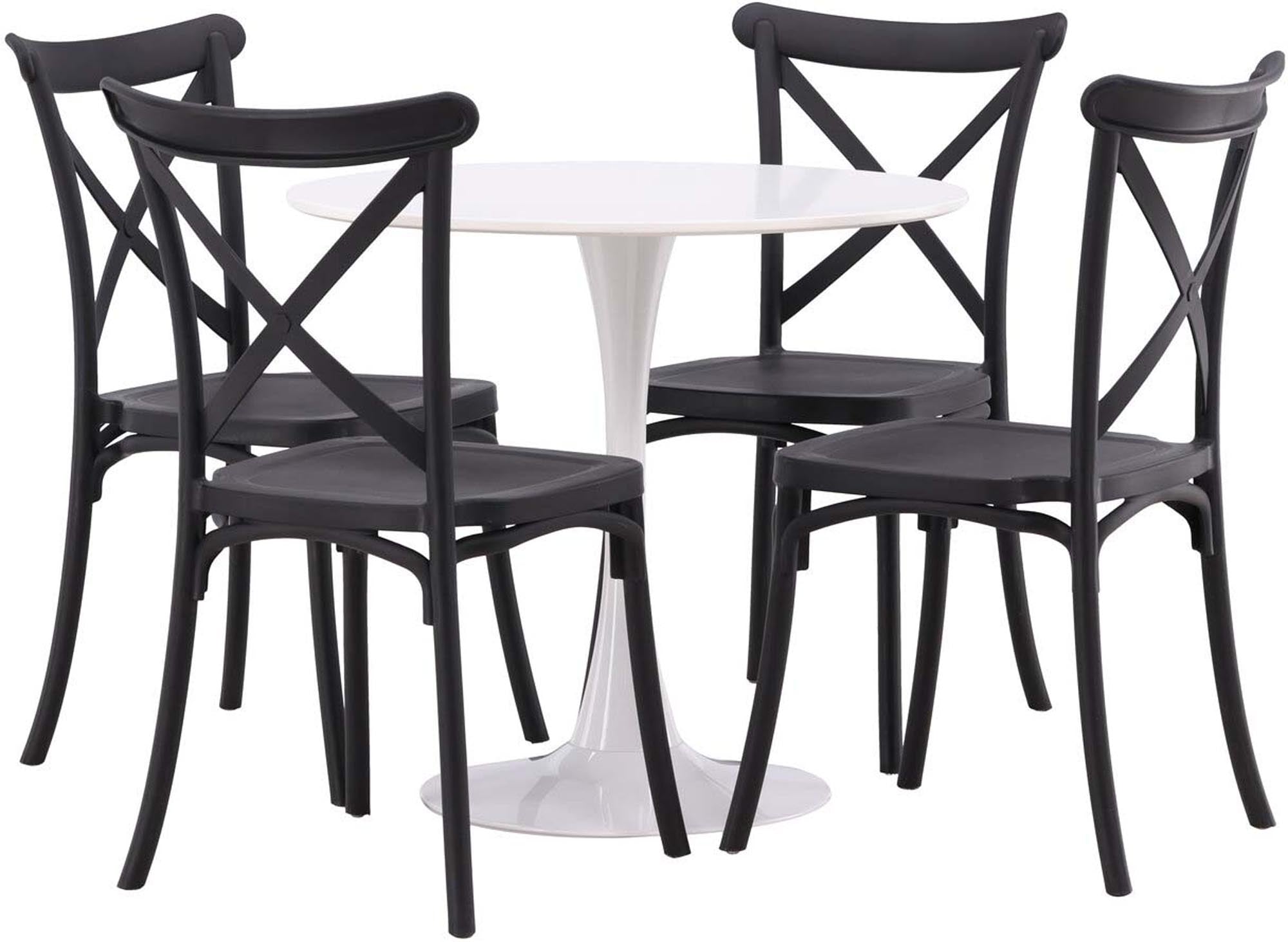 Stilvolles Hamden Esszimmerset mit rundem Crosett Tisch, 4 Stühle.