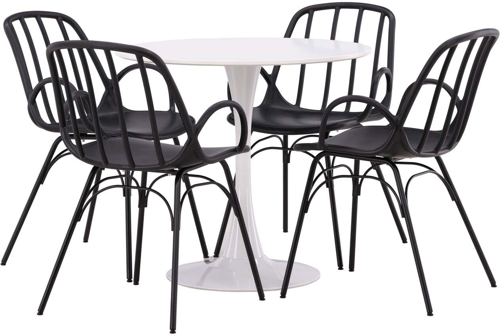 Stylisches Hamden Esszimmerset mit Dyrön-Stühlen: Moderner Tisch, komfortable Stühle, ideal für gesellige Mahlzeiten. Pflegeleicht und langlebig.