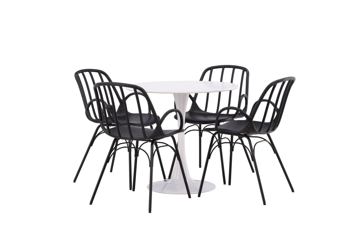Hamden Esszimmerset + Dyrön ⌀80cm/4St. in Schwarz präsentiert im Onlineshop von KAQTU Design AG. Esszimmerset ist von Venture Home