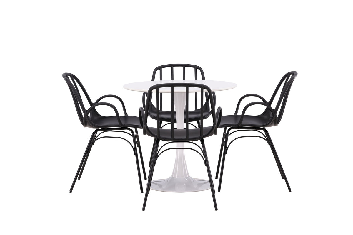 Hamden Esszimmerset + Dyrön ⌀80cm/4St. in Schwarz präsentiert im Onlineshop von KAQTU Design AG. Esszimmerset ist von Venture Home