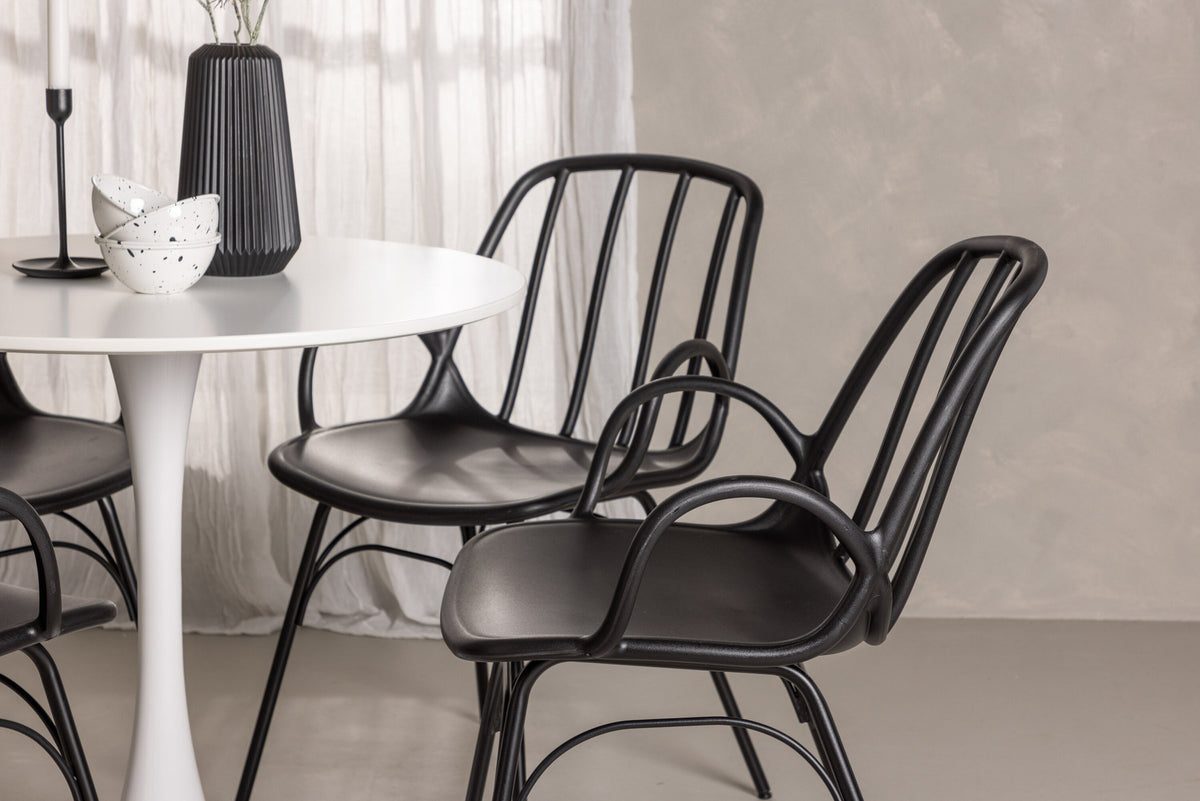 Hamden Esszimmerset + Dyrön ⌀80cm/4St. in Schwarz präsentiert im Onlineshop von KAQTU Design AG. Esszimmerset ist von Venture Home