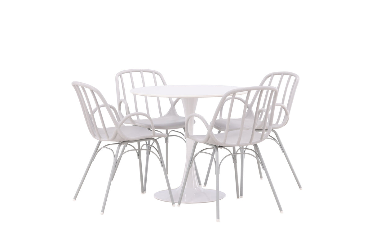 Hamden Esszimmerset + Dyrön ⌀80cm/4St. in Greige präsentiert im Onlineshop von KAQTU Design AG. Esszimmerset ist von Venture Home