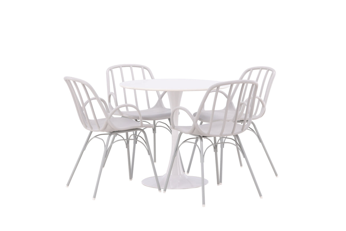Hamden Esszimmerset + Dyrön ⌀80cm/4St. in Greige präsentiert im Onlineshop von KAQTU Design AG. Esszimmerset ist von Venture Home