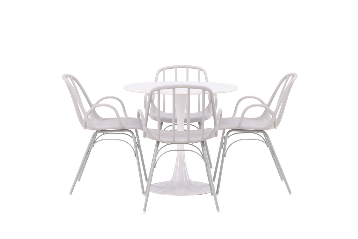 Hamden Esszimmerset + Dyrön ⌀80cm/4St. in Greige präsentiert im Onlineshop von KAQTU Design AG. Esszimmerset ist von Venture Home