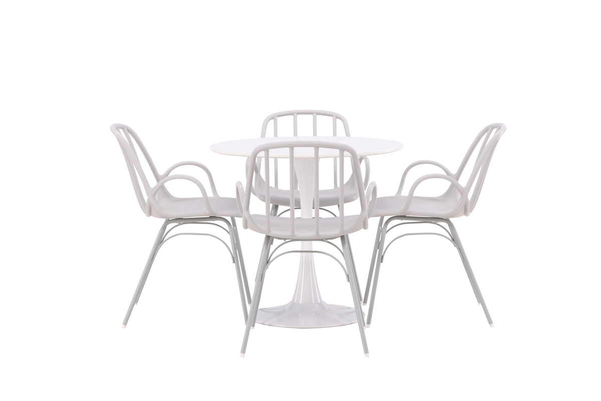 Hamden Esszimmerset + Dyrön ⌀80cm/4St. in Greige präsentiert im Onlineshop von KAQTU Design AG. Esszimmerset ist von Venture Home