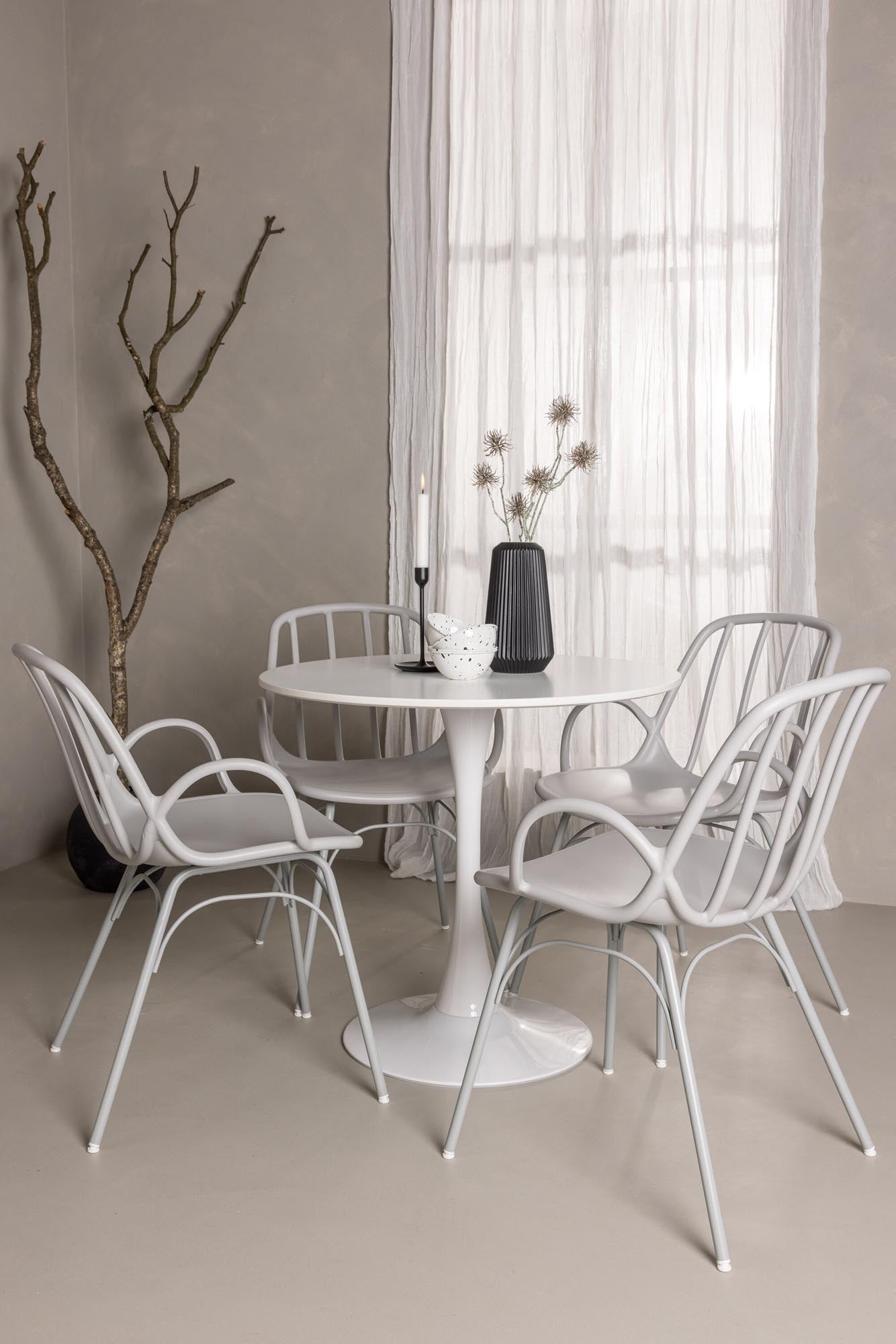 Kompaktes Hamden Set mit Dyrön Tisch, perfekt für moderne Esszimmer.