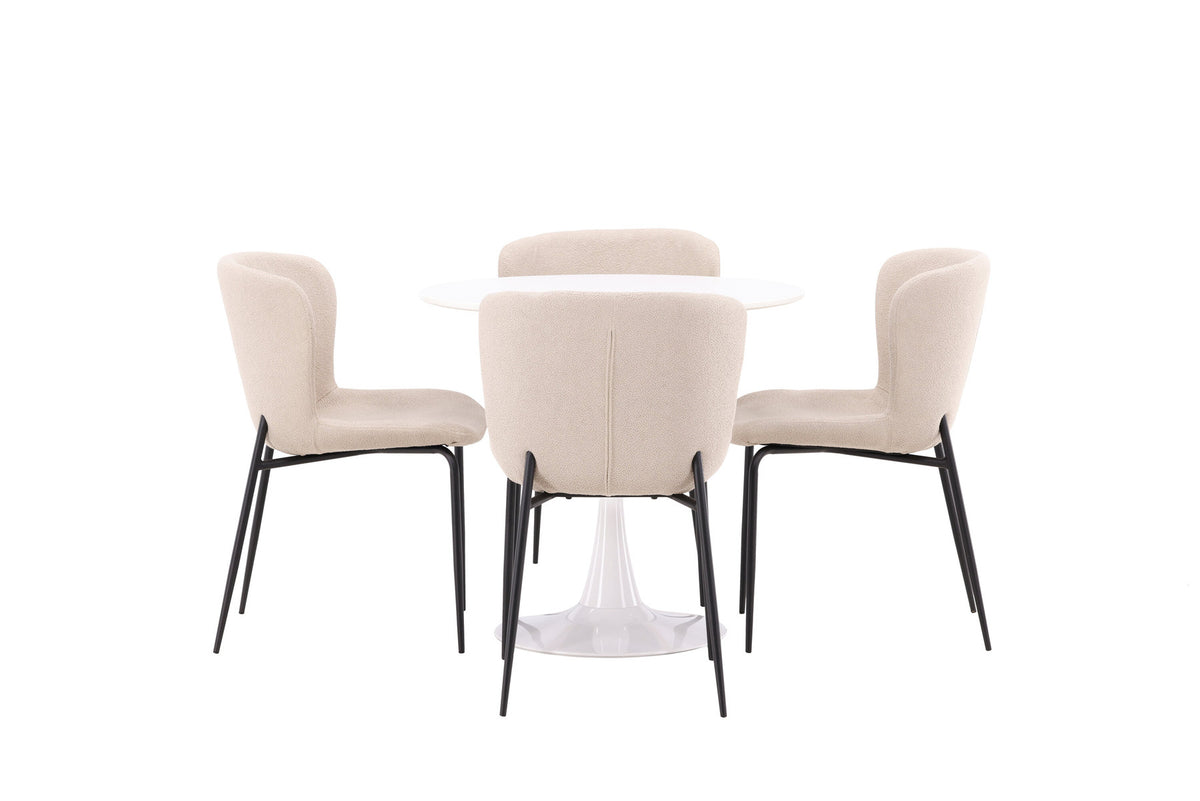 Hamden Esszimmerset + Modesto ⌀80cm/4St. in Beige, Schwarz präsentiert im Onlineshop von KAQTU Design AG. Esszimmerset ist von Venture Home