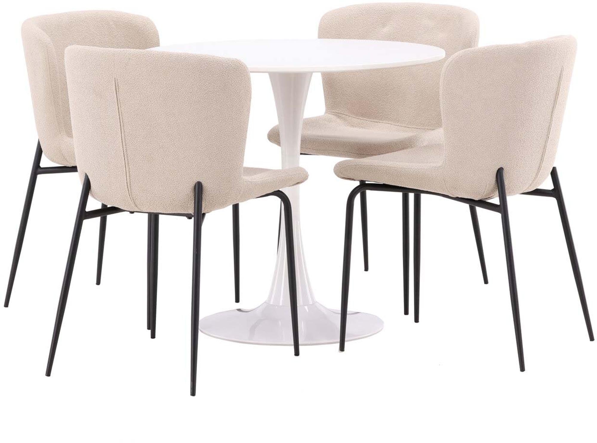 Stilvolles Hamden Esszimmerset mit runden Modesto-Stühlen, perfekt für gemütliche Essbereiche und unvergessliche Momente.