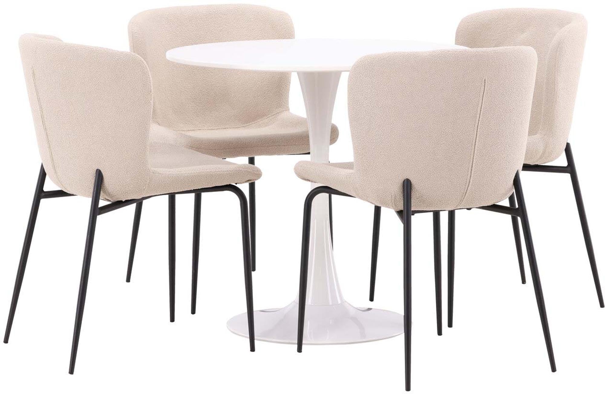 Elegantes Hamden Esszimmerset mit 80 cm Tisch und 4 Modesto-Stühlen, ideal für stilvolle Esszimmer und gesellige Abende.