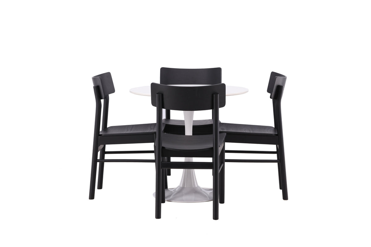 Hamden Esszimmerset + Montros ⌀80cm/4St. in Schwarz präsentiert im Onlineshop von KAQTU Design AG. Esszimmerset ist von Venture Home