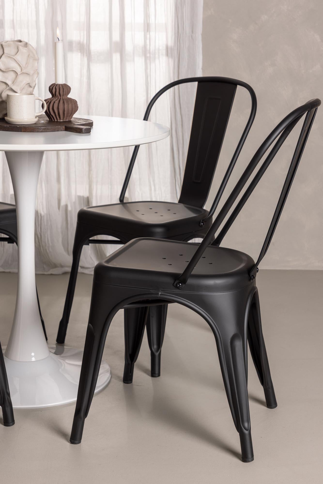 Modernes Hamden Esszimmerset: Stilvoller runder Tisch (80 cm) mit 4 bequemen Tempe-Stühlen für gesellige Abende und festliche Anlässe.