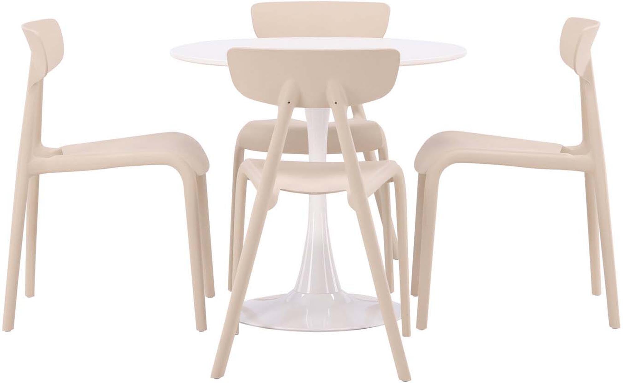 Gestalten Sie Ihr Esszimmer mit dem Hamden Esszimmerset von Venture Home: Ein eleganter Tisch und 4 stilvolle Stühle für unvergessliche Momente.