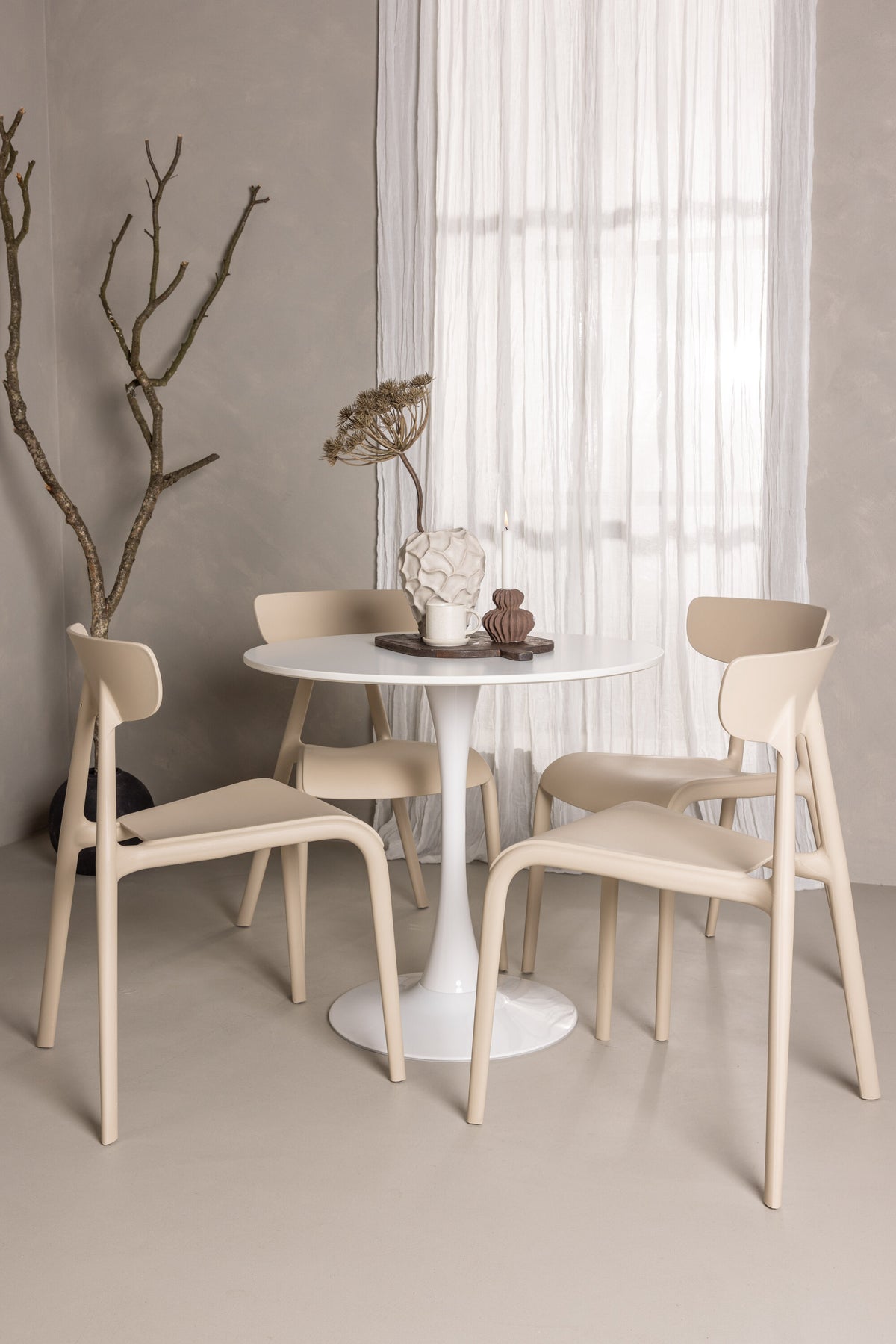 Hamden Esszimmerset + Ursholmen ⌀80cm/4St. in Beige präsentiert im Onlineshop von KAQTU Design AG. Esszimmerset ist von Venture Home