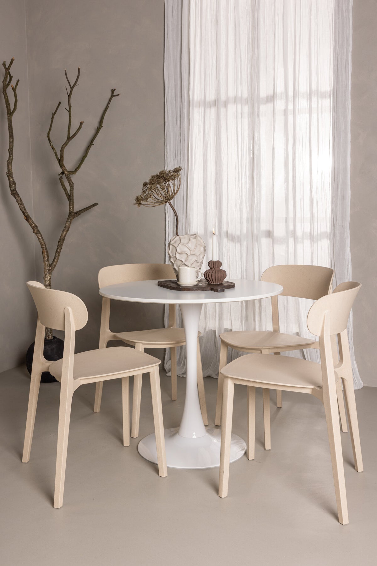 Hamden Esszimmerset + Åstol ⌀80cm/4St. in Beige präsentiert im Onlineshop von KAQTU Design AG. Esszimmerset ist von Venture Home
