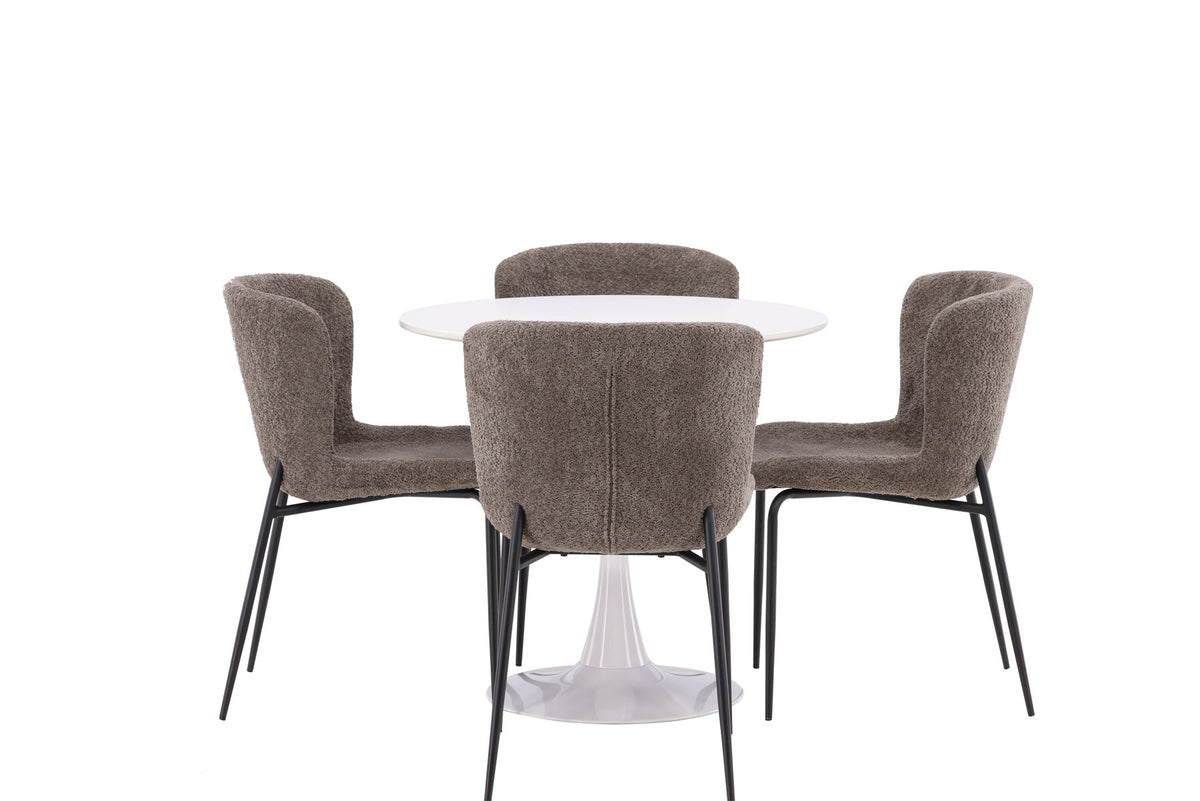 Hamden Esszimmerset + Modesto ⌀80cm/4St. in Schwarz, Dunkelgrau präsentiert im Onlineshop von KAQTU Design AG. Esszimmerset ist von Venture Home