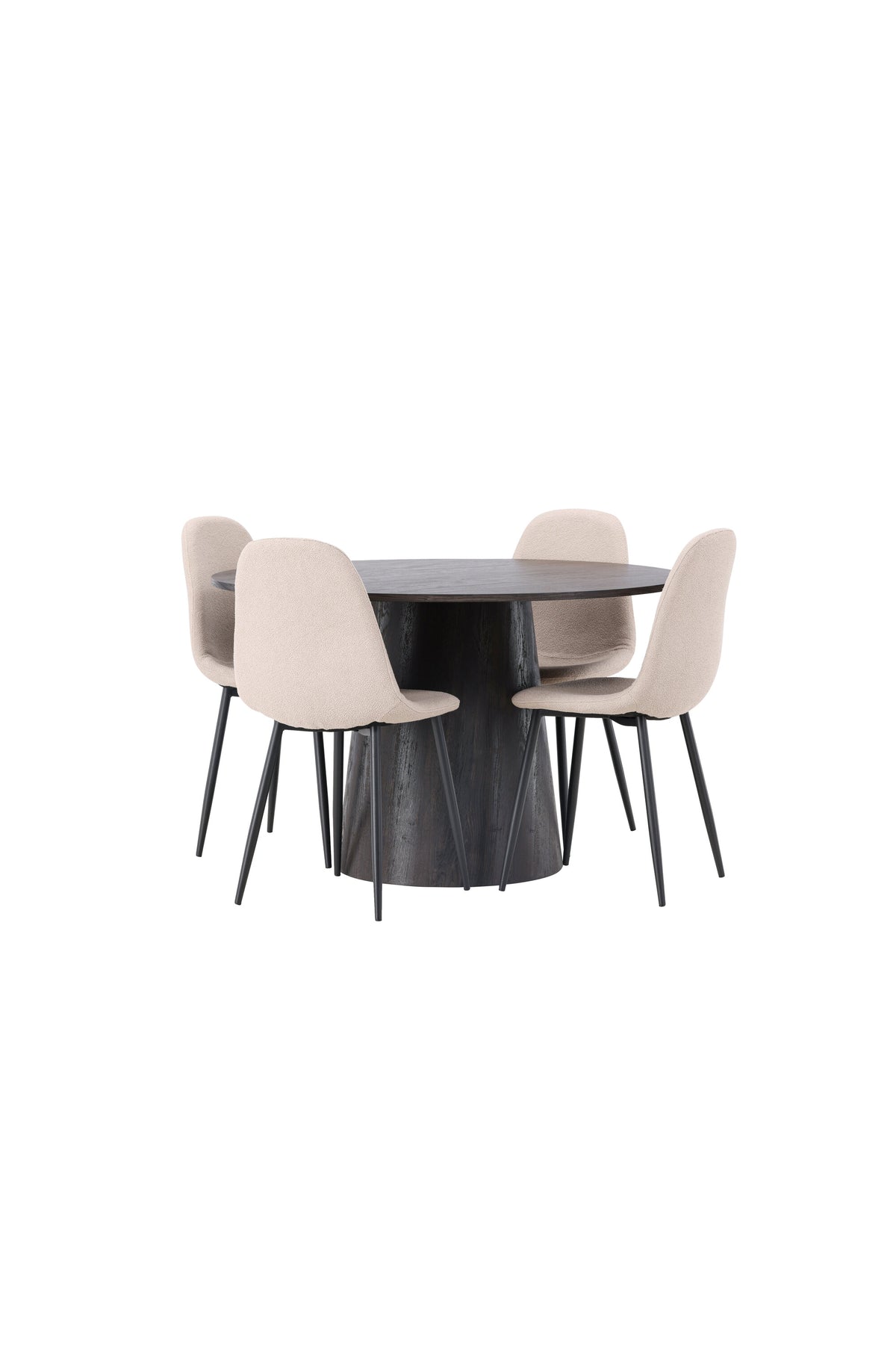 Lanzo Esszimmerset + Polar ⌀120cm/4St. in Braun / Beige / Schwarz präsentiert im Onlineshop von KAQTU Design AG. Esszimmerset ist von Venture Home