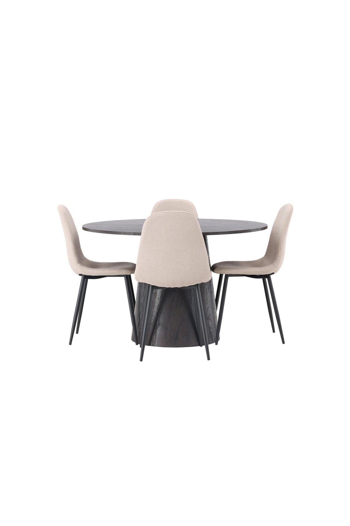 Lanzo Esszimmerset + Polar ⌀120cm/4St. in Braun / Beige / Schwarz präsentiert im Onlineshop von KAQTU Design AG. Esszimmerset ist von Venture Home