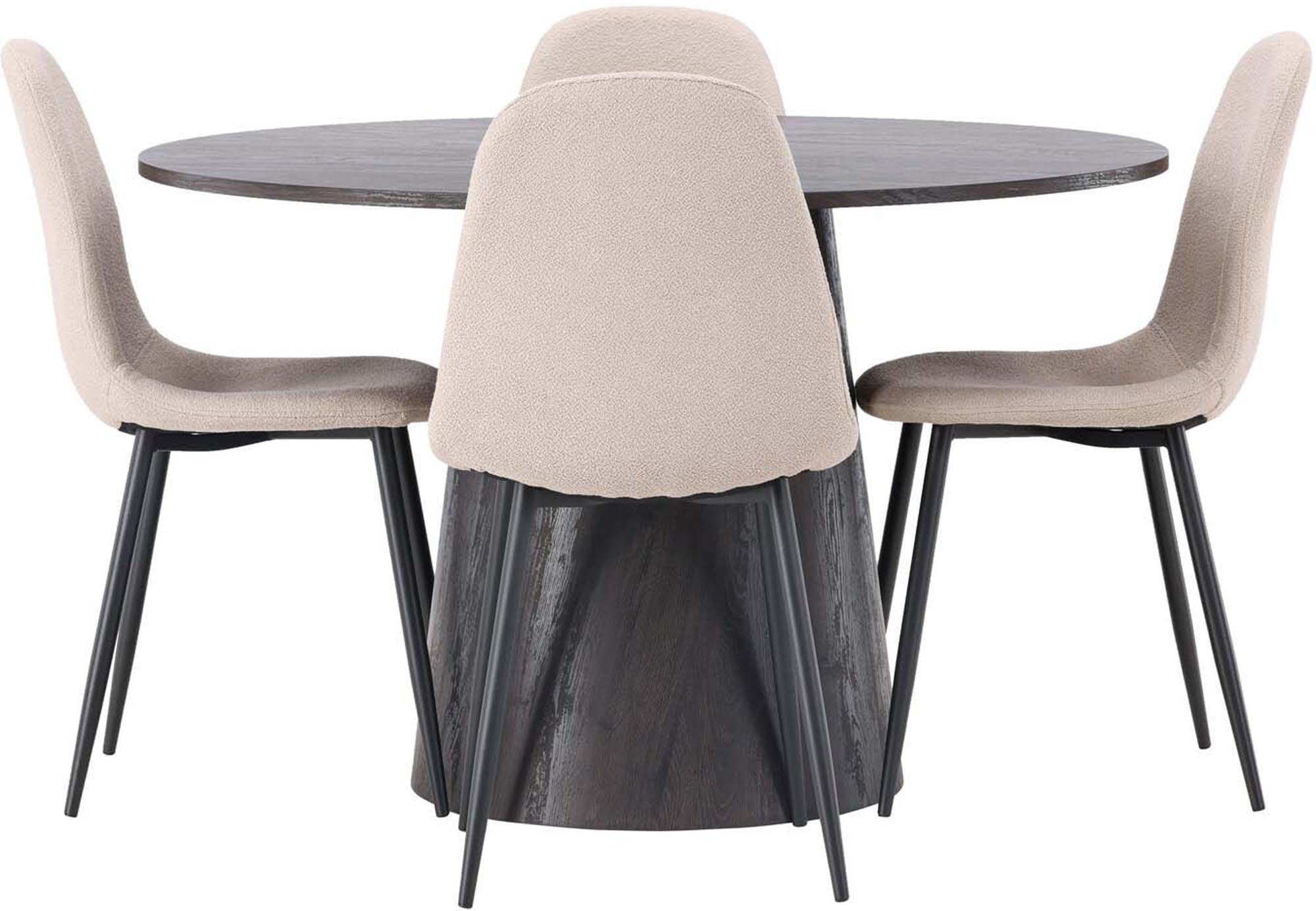 Erleben Sie das stilvolle Lanzo Esszimmerset + Polar ⌀120cm/4St. von Venture Home – perfekte Kombination aus modernem Design und gemütlichem Sitzkomfort.