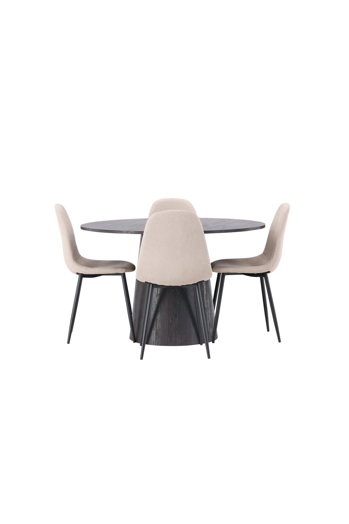 Lanzo Esszimmerset + Polar ⌀120cm/4St. in Braun / Beige / Schwarz präsentiert im Onlineshop von KAQTU Design AG. Esszimmerset ist von Venture Home