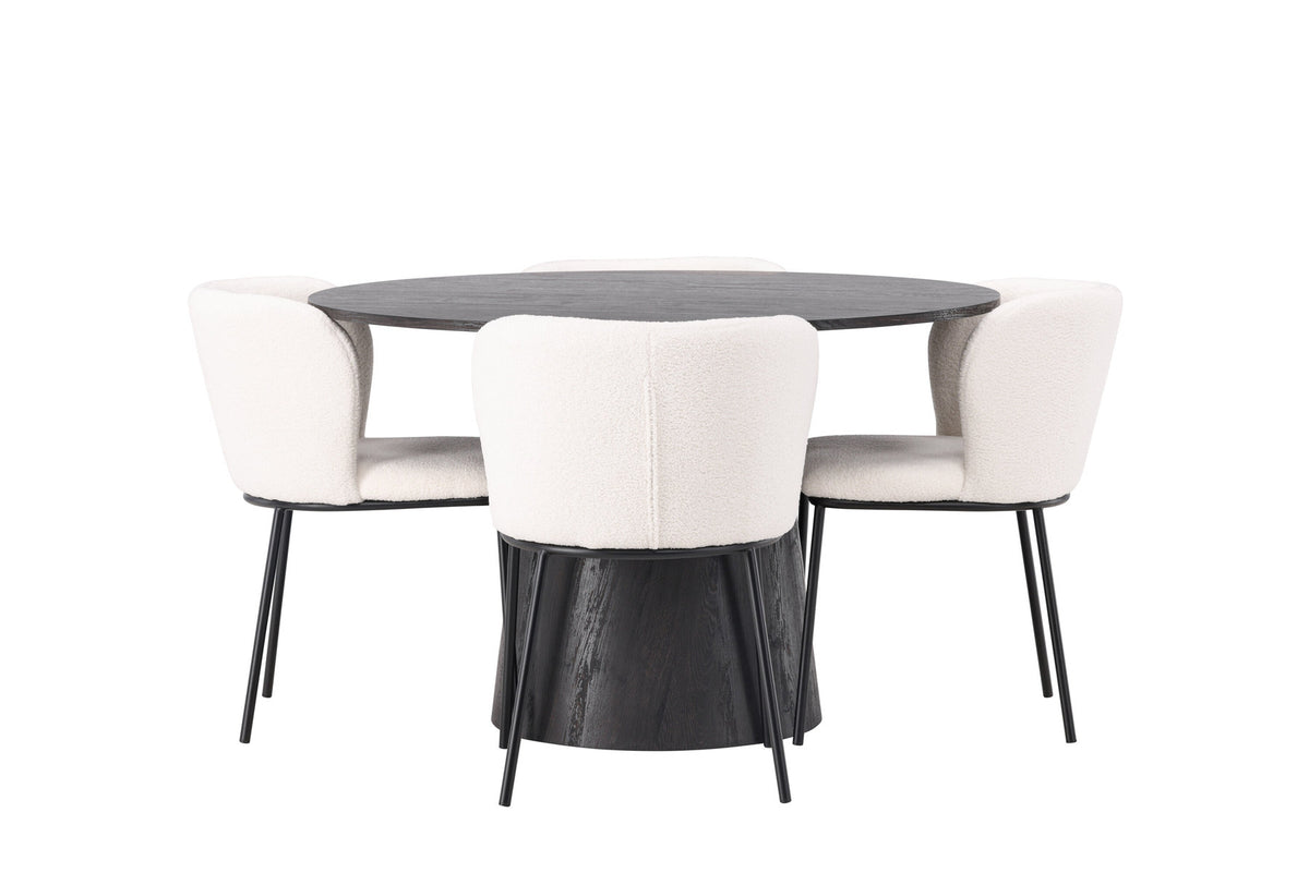 Lanzo Esszimmerset + Edina ⌀120cm/4St. in Braun / Schwarz-Weiss präsentiert im Onlineshop von KAQTU Design AG. Esszimmerset ist von Venture Home