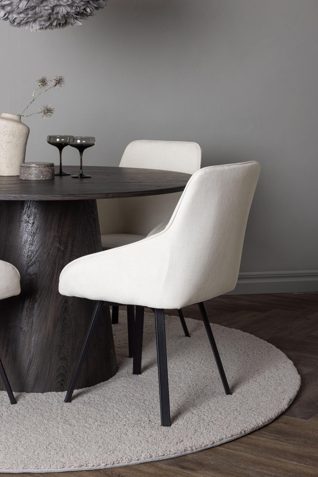 Elegantes Esszimmerset Lanzo + Rosie: Moderner runder Tisch (120 cm) aus hochwertigem MDF, kombiniert mit 4 stilvollen, gepolsterten Stühlen für unvergessliche Momente.