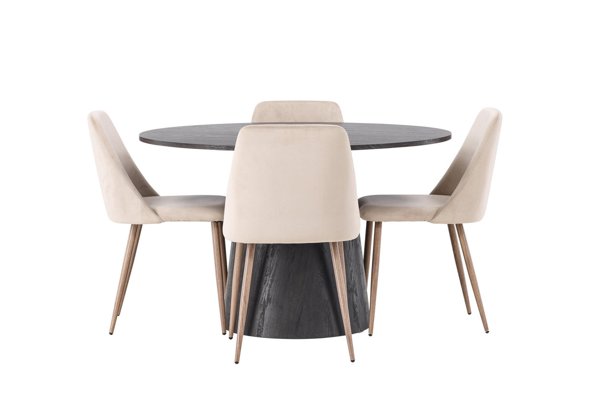 Lanzo Esszimmerset + Night ⌀120cm/4St. in Braun / Walnuss präsentiert im Onlineshop von KAQTU Design AG. Esszimmerset ist von Venture Home