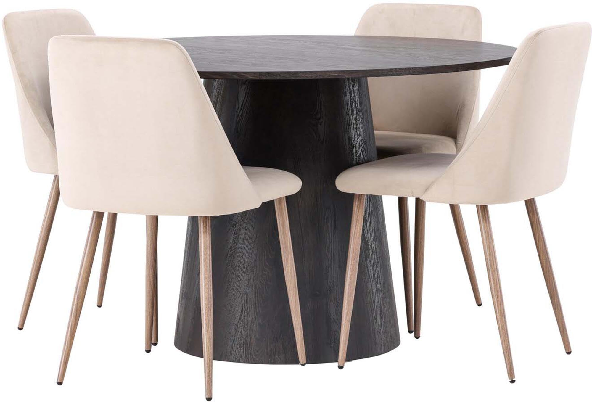 Elegantes Lanzo Esszimmerset für 4 von Venture Home, Ø120cm Tisch.