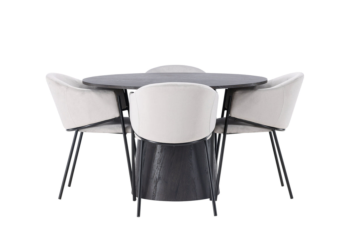 Lanzo Esszimmerset + Evelina ⌀120cm/4St. in Schwarzgrau präsentiert im Onlineshop von KAQTU Design AG. Esszimmerset ist von Venture Home