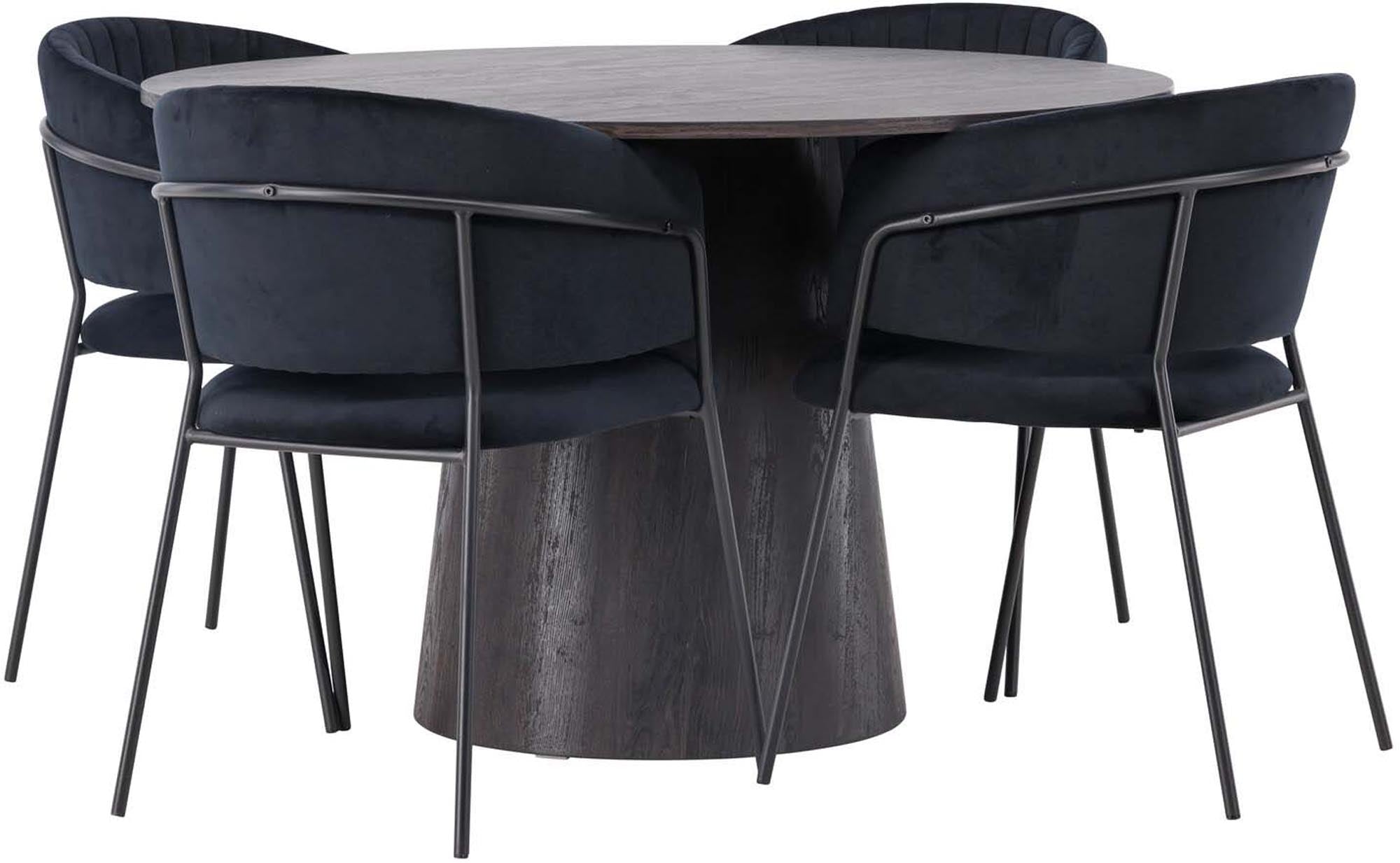 Stilvolles Esszimmerset Lanzo & Selma: runder Tisch und bequeme Stühle für ein modernes Ambiente in Ihrem Zuhause.