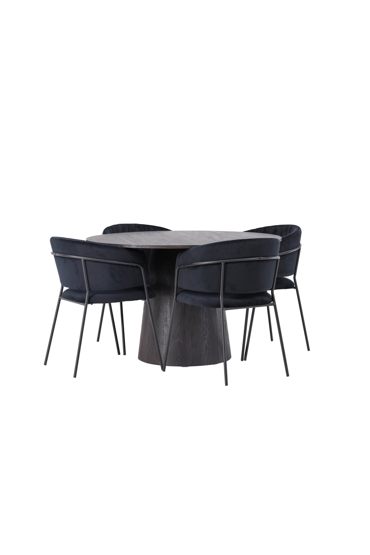 Lanzo Esszimmerset + Selma ⌀120cm/4St. in Braun / Schwarz präsentiert im Onlineshop von KAQTU Design AG. Esszimmerset ist von Venture Home