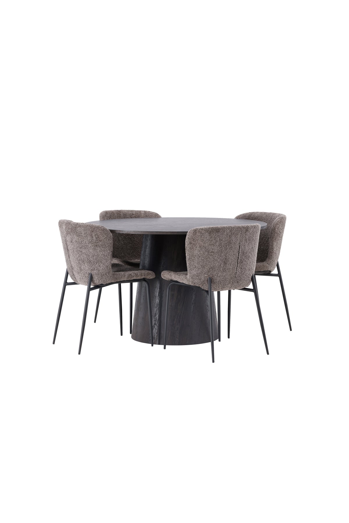 Lanzo Esszimmerset + Modesto ⌀120cm/4St. in Braun / Schwarz / Dunkelgrau präsentiert im Onlineshop von KAQTU Design AG. Esszimmerset ist von Venture Home
